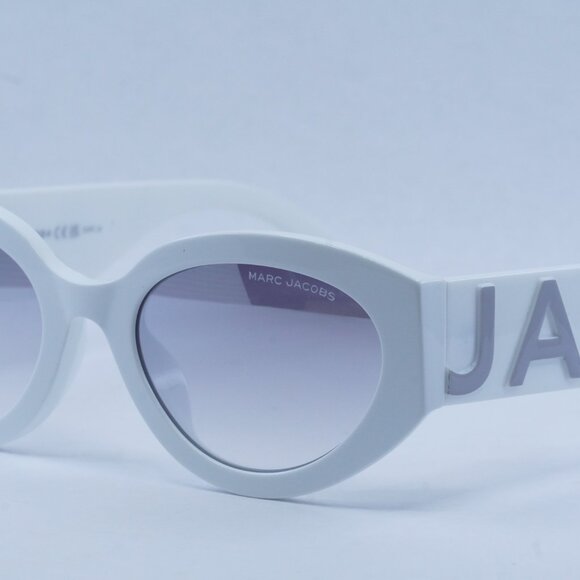 Marc Jacobs MARC694/G/S 0HYMIC Sunglasses White Oval Frame, Grey Mirror Lenses - Picture 2 of 11